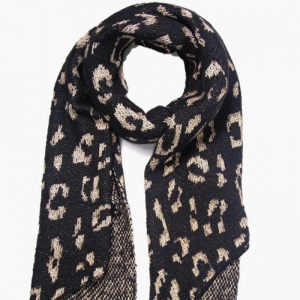 Asymmetric Leopard Scarf - Black & Gold